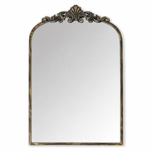Image of Arched Wall Mirror, 21x31 inch Baroque Traditional Design, Antique Bronze