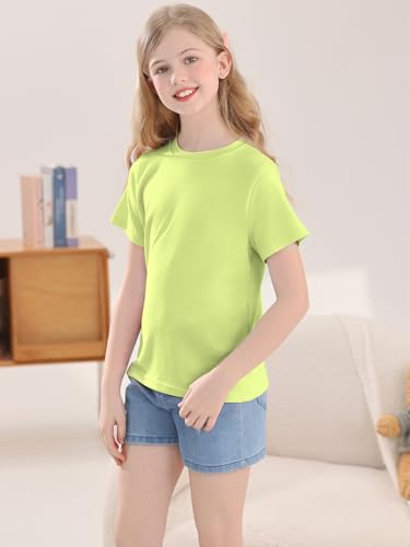 Image of Girls Summer Short Sleeve T Shirts Kids Basic Tees Crewneck Tops 5-14 Years