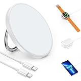 RORRY for Magsafe Charger,15W Fast Charging Magnetic Wireless Charger Pad Compatible with iPhone 15/14/13/12, Apple Watch 9/Ultra2/8/Ultra/7/6/5/4/3/SE, White