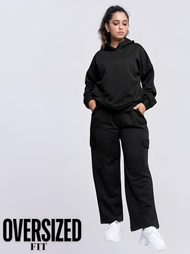 Image of GRECIILOOKS Co-ord Set for Women Stylish | Warm Hooded Hoodie & Pant Set | Winter Wear Womens Dress | Casual Travel & Loungewear Outfit | Oversized Loose Fit Winter Hoodie set