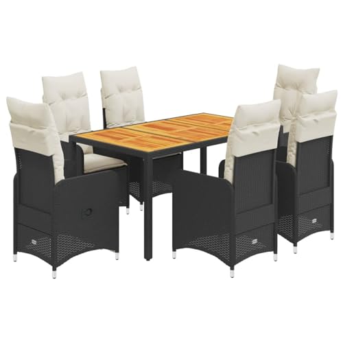 Vopese Garten-Relaxsessel Schwarz PE-Rattan mit Polster, 54,5x58,5x92 cm - Bequem für Balkon oder Hinterhof Model3276980
