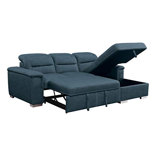 Homelegance Sleeper Sectional Sofa With Storage, Blue #TOP5
