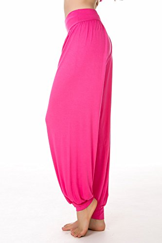 Calça feminina elástica de algodão modal macio da Lanmay para yoga, esportes, dança e harém, Rose Re