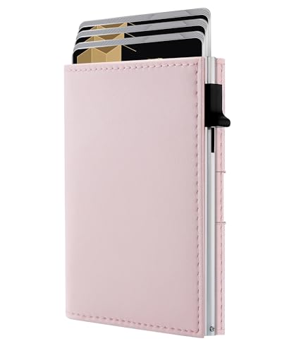 RFID Wallet Women - Small Slim Trifold Wallet Anti-Theft Pop up Card Holder, Minimalist, Ultra Thin, Front Pocket, Premium Leather, 9-11 Cards Capacity | ID Window | Cash Slot