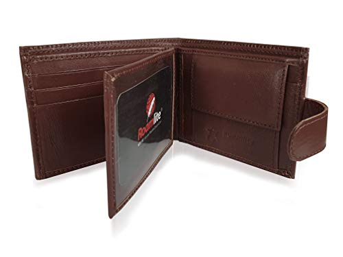 Roamlite Portefeuille en cuir pour homme avec blocage RFID NFC - 9 emplacements pour cartes de crédit - Boîte cadeau au choix - RL374M, Blocage RFID marron clair., M Cover