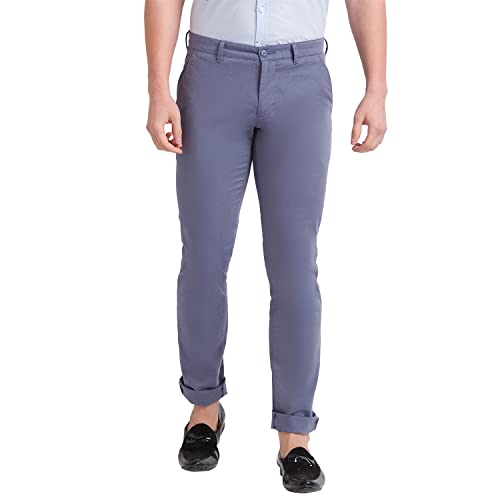 Image of Parx Men's Cotton Blend Yarn Dyed Pattern Low Rise Tapered Fit Flat Front Casual Trouser
