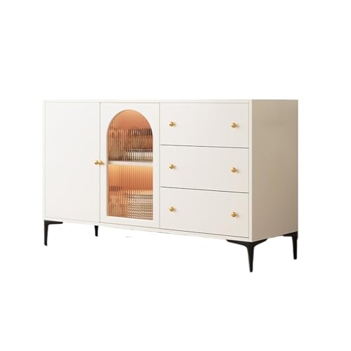 FZL02068LM Gabinete de Cocina Aparador de Madera Sencillo con cajones Cristal Integrados. Armario adosado a la Pared for almacenaje en Cocina Muebles De Comedor(Pequeño)