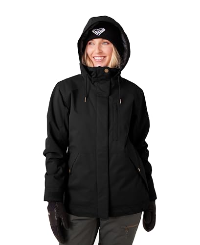 Roxy Women's Billie Jacket – 10K Waterproof Snow Jacket, Tailored Fit, PFAS-Free, Insulated, Black, Large