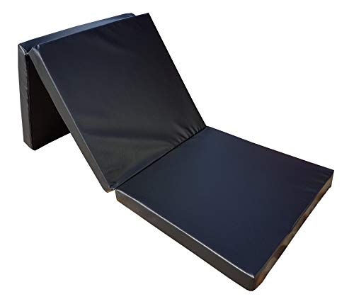 Natalia Spzoo Opvouwbare kunstleer gymnastiekmat matras logeermatras 195 x 65 x 8 cm (Zwart)