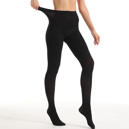 Image of Women's 80 Denier Opaque Tights, Microfiber Run-Resistant, Ultra Soft & Stretchy