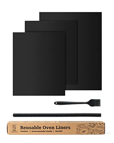 Katbite Dauerbackfolie 3er Set, Grillmatte für Gasgrill, Backofen und Holzkohle, Antihaftige und Spülmaschinenfeste Grillmatten, Backpapier Wiederverwandbar, 50 x 40 & 40 x 33 cm Cover