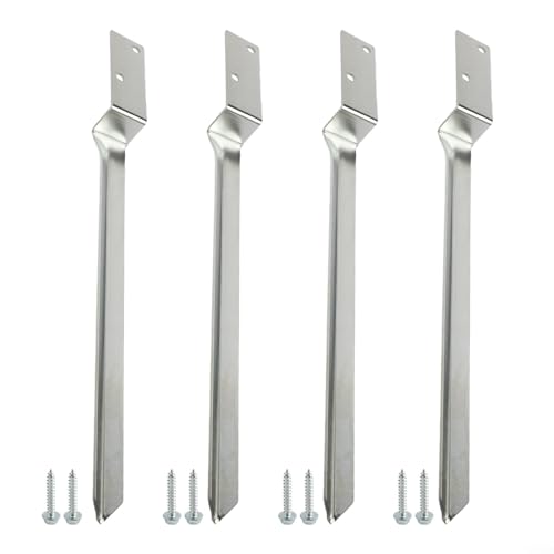 Galvanized Steel Swing Anchor Set Outdoor Post Ground Sleeves Weather Resistant Rust Proof Heavy Duty for Swings Playhouse Play Tower 4 Pack 8 Screws Easy Install 520x60mm Silver