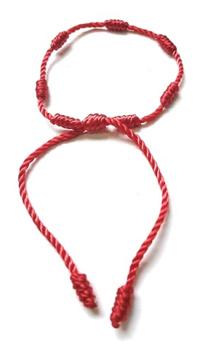 Pulseira Vermelha kit c 4 pulseiras da Sorte 7 Nós | Amuleto da Kabbalah | Proteção contra o Mau-Olh