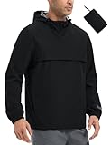 baleaf Men's Rain Jacket Packable Waterproof Golf Windbreaker Hiking Gear Hood Running Raincoat Reflective Black M