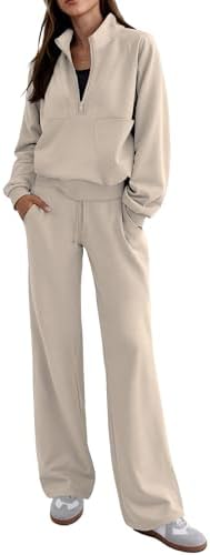 SHESHOW Conjunto feminino de 2 peças, moletom com meio zíper, cal...