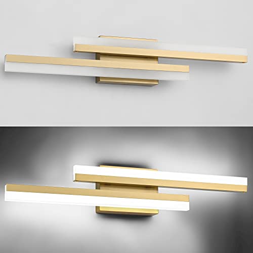 Image of PRESDE 24 inch LED Bathroom Vanity Light Fixtures, Modern Brushed Gold Bathroom Lighting Bar Fixture Over Mirror Dimmable
