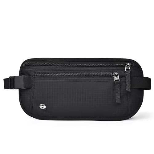 BOJIDO ウエストポーチ セキュリティポーチ ウエストバッグ ボディバッグ RFID防犯機能付き おしゃれ 超軽量 超薄型 防水 大容量 耐摩耗性 スリ対策 旅行 通勤 散歩 ランニング用(ブラック)