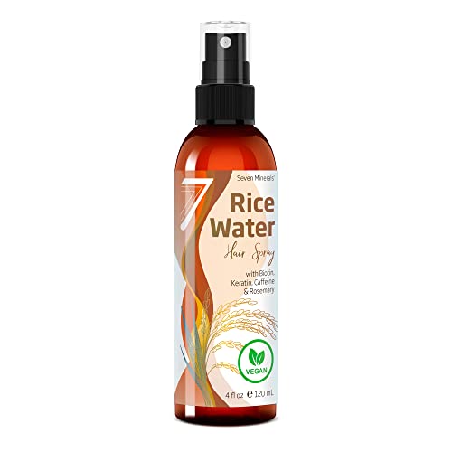 Fermented Rice Water Spray with Rosemary, Biotin, Caffeine, Keratin - Vegan Non-Greasy Rice Water Spray - Naturally Thicker, Longer, Softer Hair for Men & Women