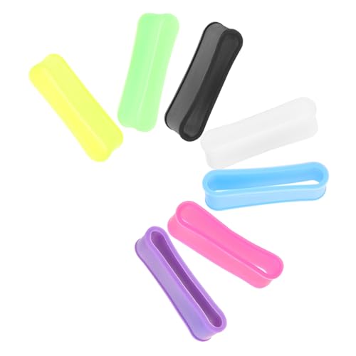 Mikikit 7pcs Badminton Racket Rings Silicone Tennis Racket Grips Absorbing Band for Dry Grip for Stability Control