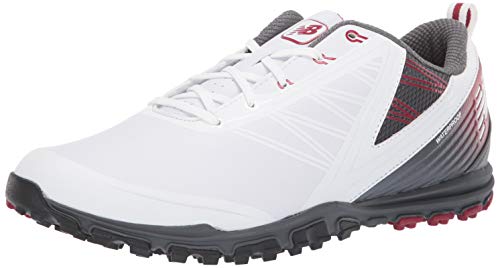 New Balance Men's Minimus SL Waterproof Spikeless Comfort Golf Shoe,white/maroon,9.5 D D US