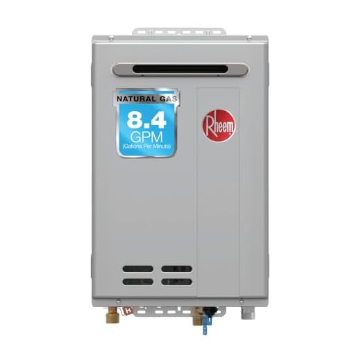 Rheem RTG-84XLN-3 High Efficiency Non-Condensing Outdoor Tankless Natural Gas Water Heater 8.4 GPM, 180,000 BTUs
