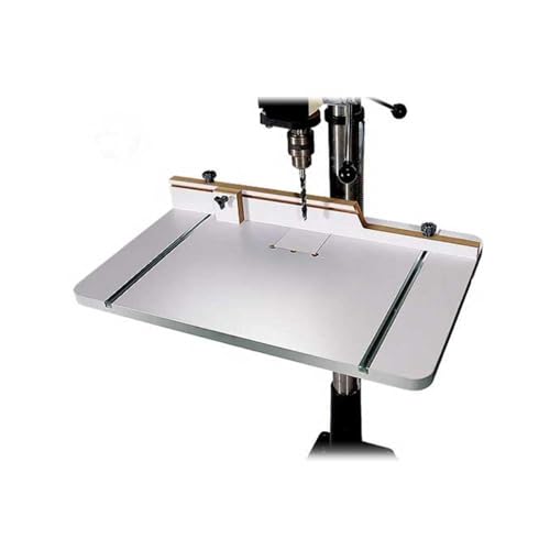 Image of 9778 MLCS Large Drill Press Table for Floor Standing Drill Press Models - Adjustable Fence, Replaceable Drill Insert and Stop Block