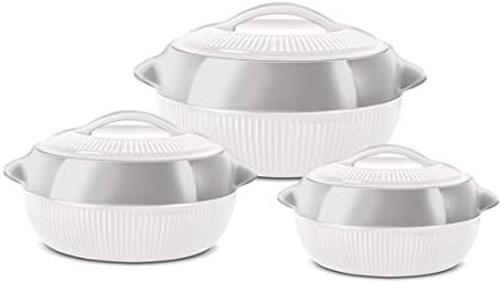 SQ Professional Fiesta Insulated Casserole Set 3pc 1-1.5-2.5L (White-Silver)
