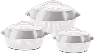 SQ Professional Fiesta Insulated Casserole Set 3pc 1-1.5-2.5L (White-Silver)