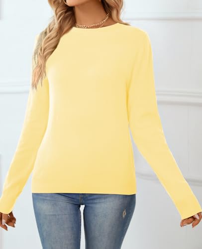 Image of QUALFORT Women's 100% Cotton Sweater, Basic Lightweight Long Sleeve Pullover