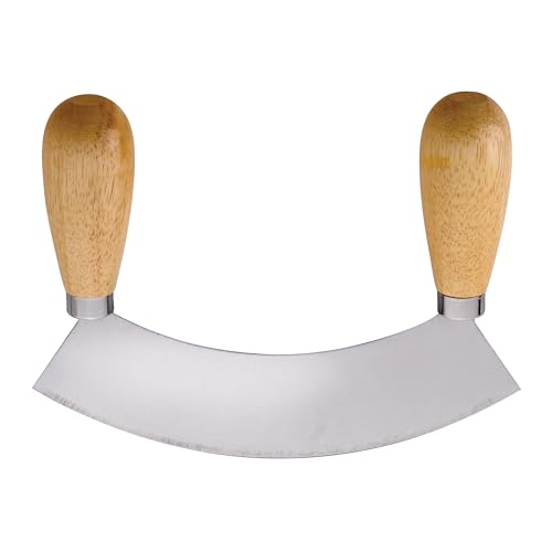 Comparison: Best Knife For Chopping Herbs 5 HIC Kitchen Mezzaluna Rocking Chopper And Mincing Knife With Double Handles, Stainless Steel, Rubberwood, For Herbs Vegetables Nuts And More