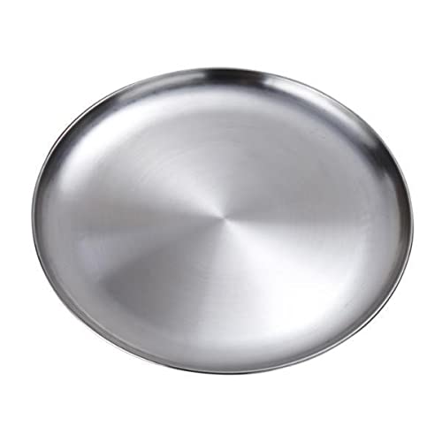 5xStainless Steel Flat Dish Plate Double Insulated Thick Platter for BBQ 14cm-image-49