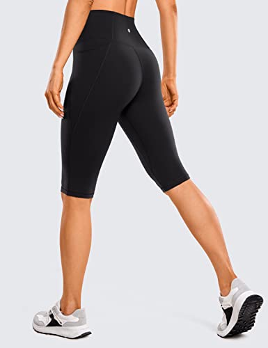 Image of CRZ YOGA Women's Butterluxe Knee Length Capri Leggings 13 Inches - High Waisted Workout Yoga Long Biker Shorts with Pockets