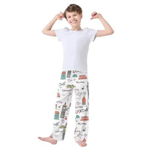 ZZXXB Welcome to London Boys Long Pants Soft Trousers Elastic Waist Kids Lounge Bottoms with Pockets S-XL2