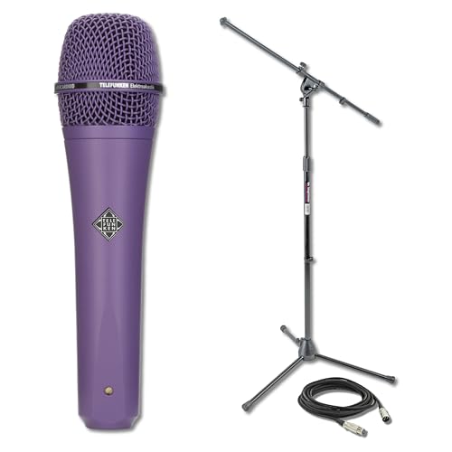 Telefunken M80 Purple Dynamic Handheld Vocal Microphone with On-Stage MS7701B Boom Microphone Stand and Professional Grade XLR Cable