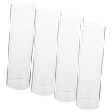 Amosfun Juego de 4 fundas protectoras cilíndricas de cristal transparente para velas de pilar y velas de té, cubiertas de tubo de vidrio con diseño simple y elegante para decoración del hogar y