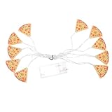 JUMPLAWN Guirnalda de Luces de Cadena Forma de Pizza, 20 Led, Funciona Batería, Decoración de Pared de Plástico para Club o Boda