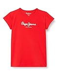 Pepe Jeans esencial Pepe Jeans Hana Glitter S/S Camiseta, 255 Rojo, 12 Años para Niñas