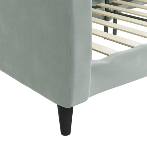 Sofá cama de terciopelo gris claro y somier de 90x190 cm con acabado textil sofisticado 8