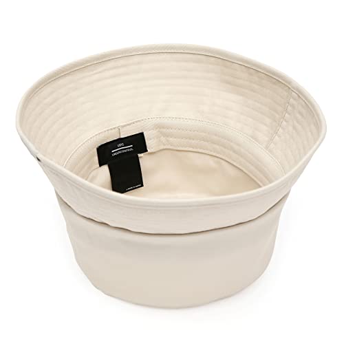 Undercontrol Side Logo Label Twill Cotton Stitch Worn In Four Seasons Unisex Basic Bucket Hat Korean-Made Hat (Ivory) #TOP3