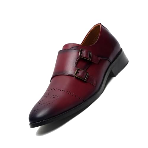 Image of LOUIS STITCH Formal Shoes for Men | Italian Leather Double Monk Strap Handcrafted Shoes | Stylish Lace-Up Business, Formal, Shoes (LSEUWEDMRW)
