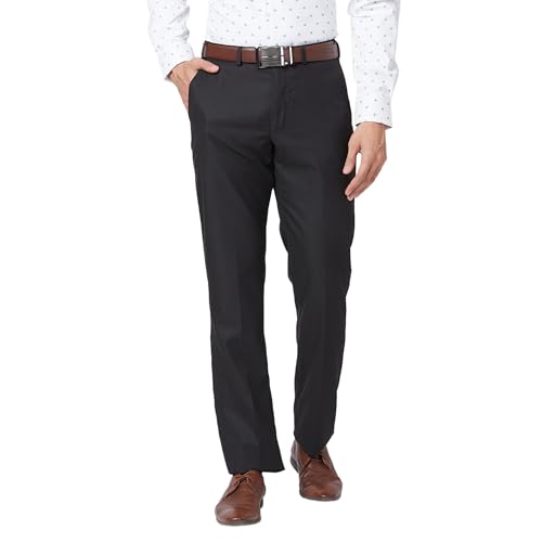 Image of Park Avenue Men's Regular Fit Polyviscose Blend Structure Pattern Flat Front Formal Trouser