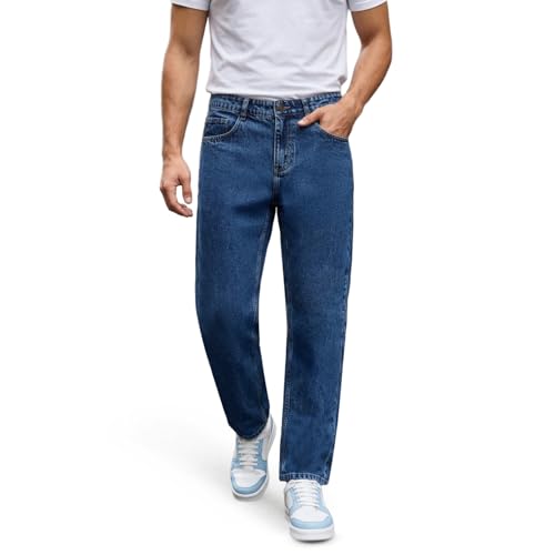Image of Urbano Fashion Men's Relaxed Fit Washed Denim Jeans Non-Stretchable