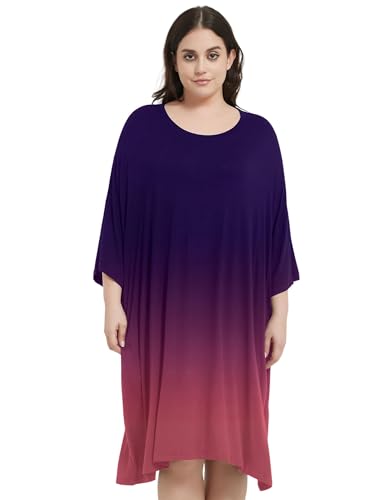Image of KFUBUO Plus Size Nightgowns for Women Oversized Sleep Tshirts Dress Short Sleeves Sleepwear With Pocket Fit S-5XL