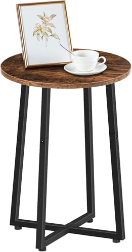 HOOBRO Beistelltisch Rund, Couchtisch mit Stabilem X-Förmigem...