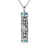 CUPENDA Colgante para cenizas de plata de ley con diseño de gatos, color turquesa