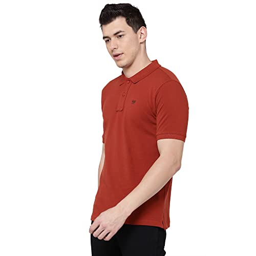 Image of Wrangler Men Brick Red Solid Regular Fit T-Shirt