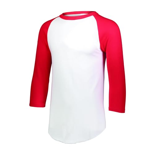 Augusta Sportswear Mens Baseball Jersey 2.0 3 4 Sleeve, White/Red, 3X-Large US