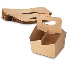 MT Products Kraft 4 Cups Drink Carrier 6.5" x 6.5" x 9" - Disposable Drink Holder Pack of 30 - Made in the USA