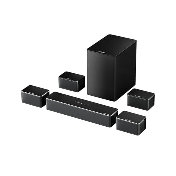 ULTIMEA 7.1 Surround Sound System for TV with Dolby Atmos, APP Control, 4 Wired Surround Speakers, 460W Sound Bar for Smart TV with 6.5″ Wireless Subwoofer, Home Theater Sound System, Poseidon D80