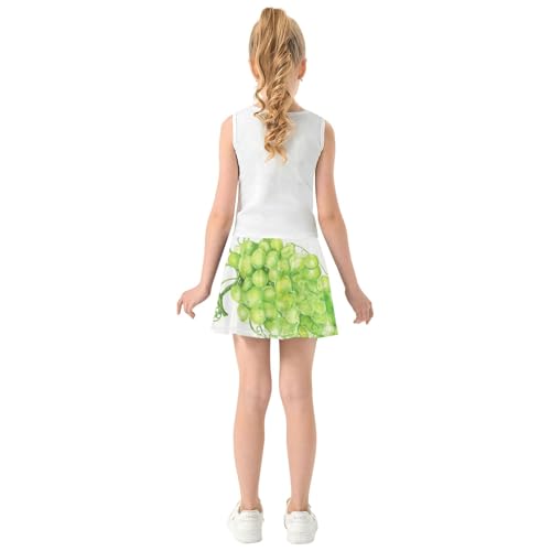 Joisal Athletic Shorts for Girls Skorts Tennis Skirts Kids Funny Little Girl Watercolor Green Grapes White 3t4